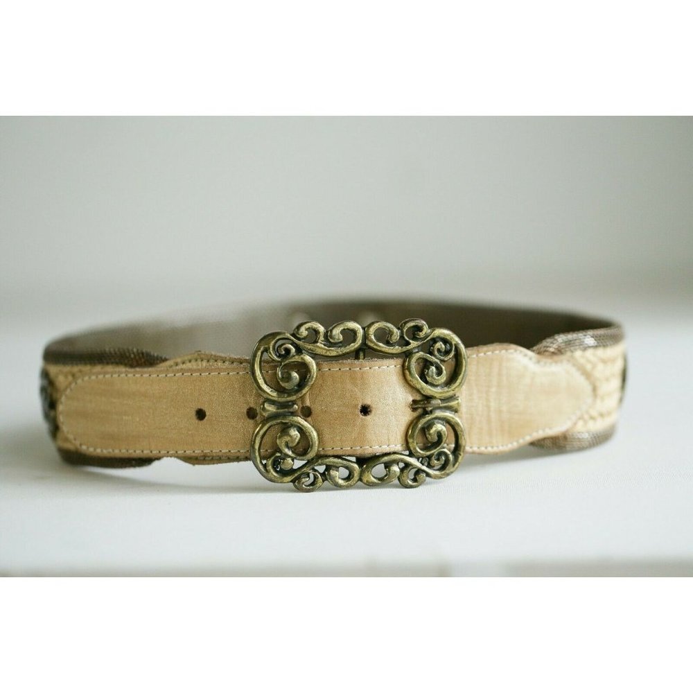 Vintage Sand  Castle USA Mixed Media Raffia Belt
